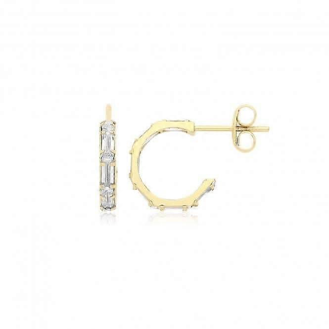 9ct Yellow Gold Zirconia Half Hoop Studs ES746