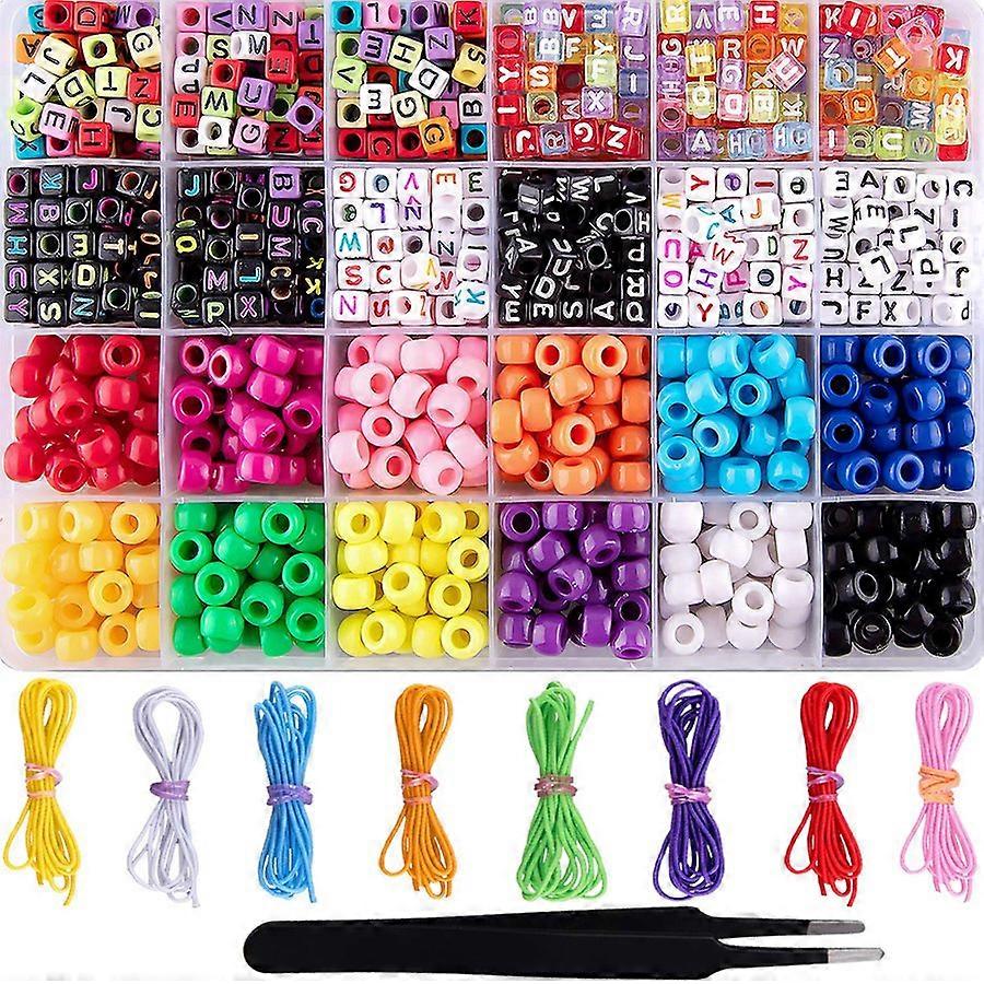 1000 Pieces Bracelet Beads ABC Beads with 8 Rolls Bracelet String