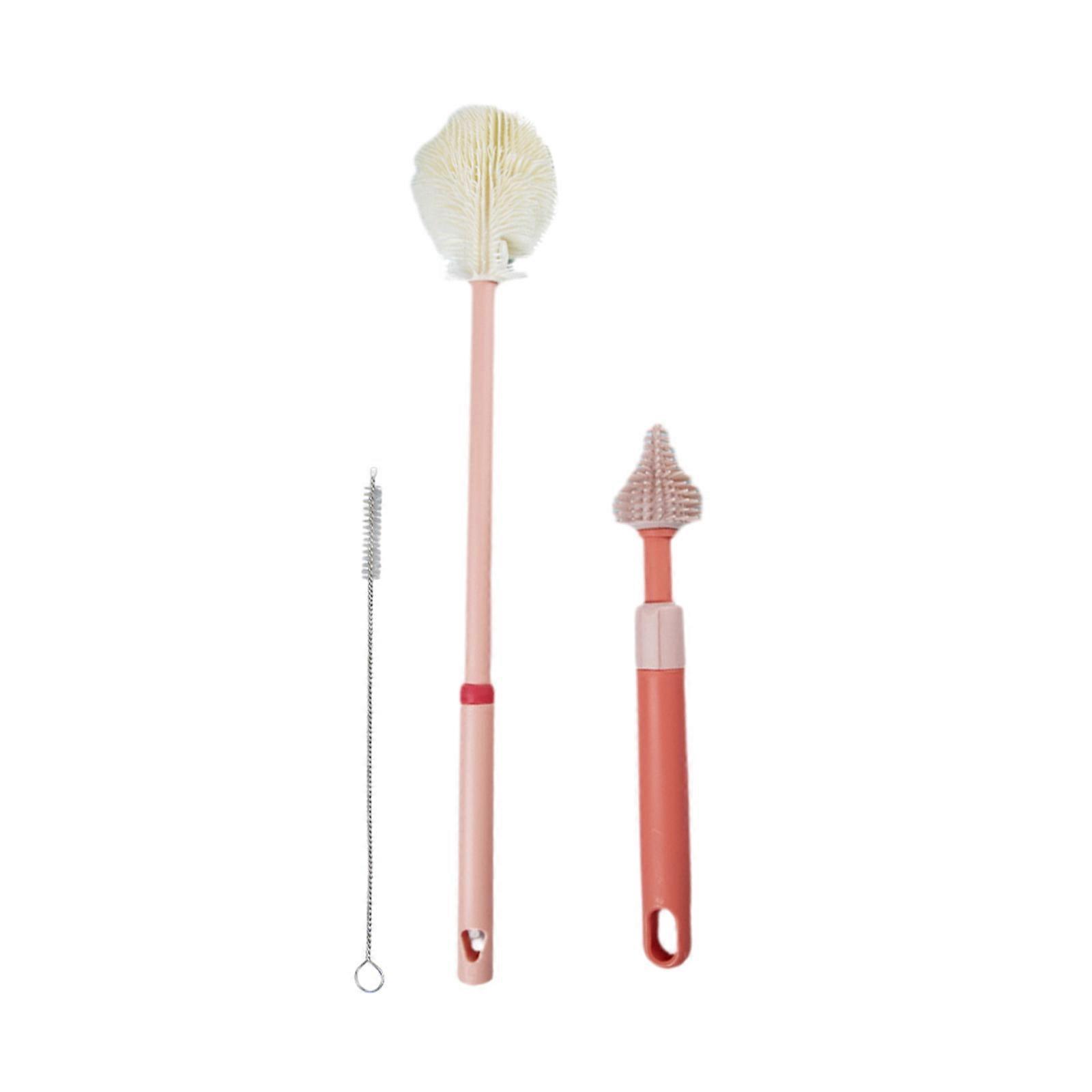 Bottle Brush Set With Stand, 360° Rotating Bottle Cleaning Brush Cleaner Set, 3 In 1 Multipurpose Bottle Cleaner Brush Multifunctional