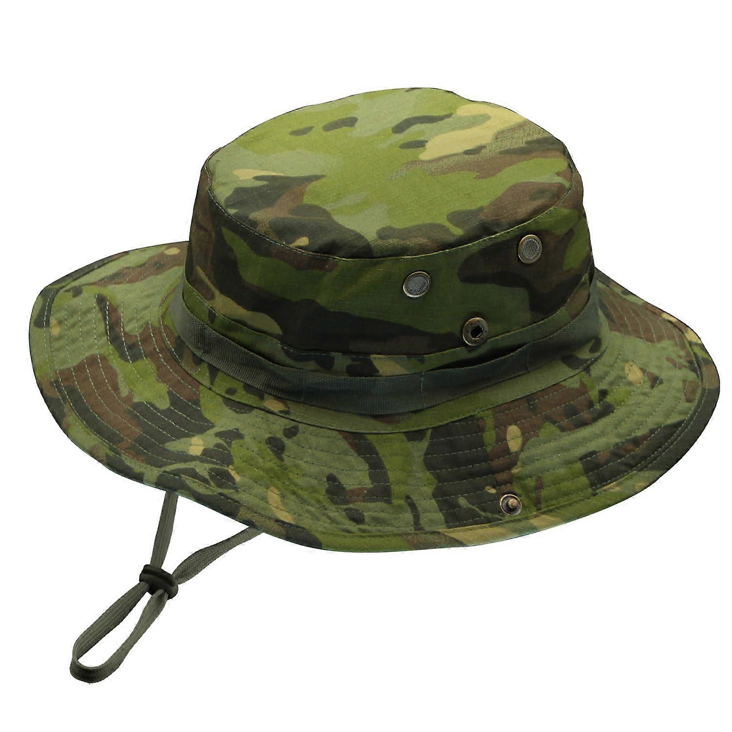 Camouflage Military Tactical Wide Brim Bucket Hat UPF50+ for Fishing and Hunting, Lightweight, Adjustable Size, Durable Material