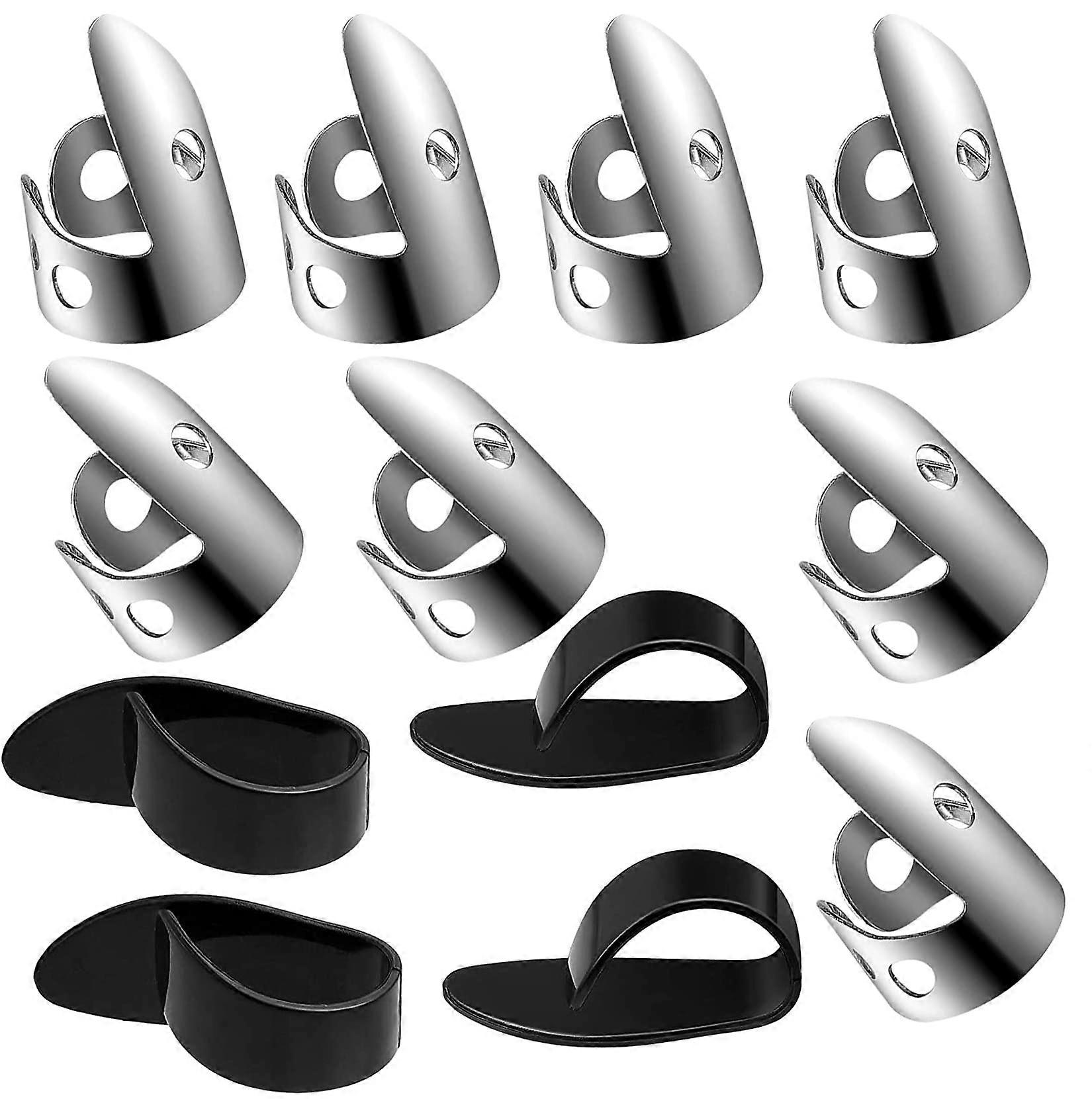 12 Piece Adjustable Finger Thumb Picks Set for Guitar Banjo Harp Bass - Flexible Size, Comfortable Fit, Durable Material
