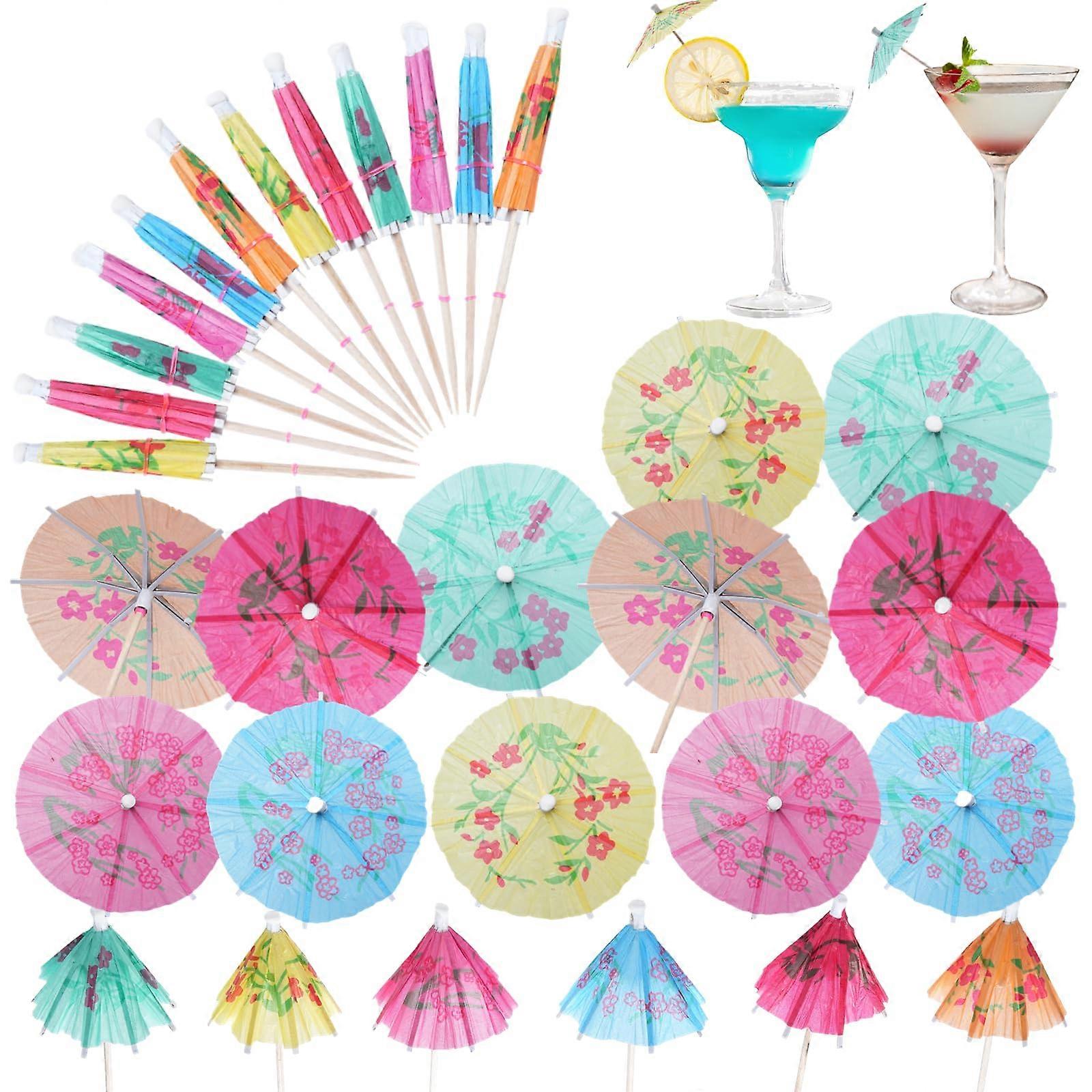 1000 Pcs Tropical Color Drink Umbrellas 4 Inch for Parties, Cocktails, and Events, Assorted Designs and Styles