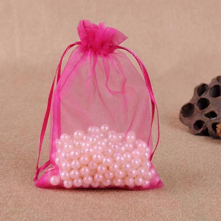 Organza Gift Bags-100 PCS Drawable Jewelry Pouches 10x15cm Rose Rose