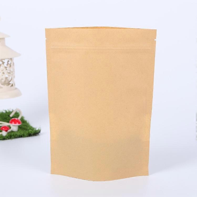 50 PCS αυτοσφραγιζόμενη τσάντα εγγράφου Kraft φερμουάρ με τη στάση παραθύρων για τα δώρα/τα τρόφιμα/την καραμέλα/το τσάι/το κόμμα/τα γαμήλια δώρα 12x20+4cm