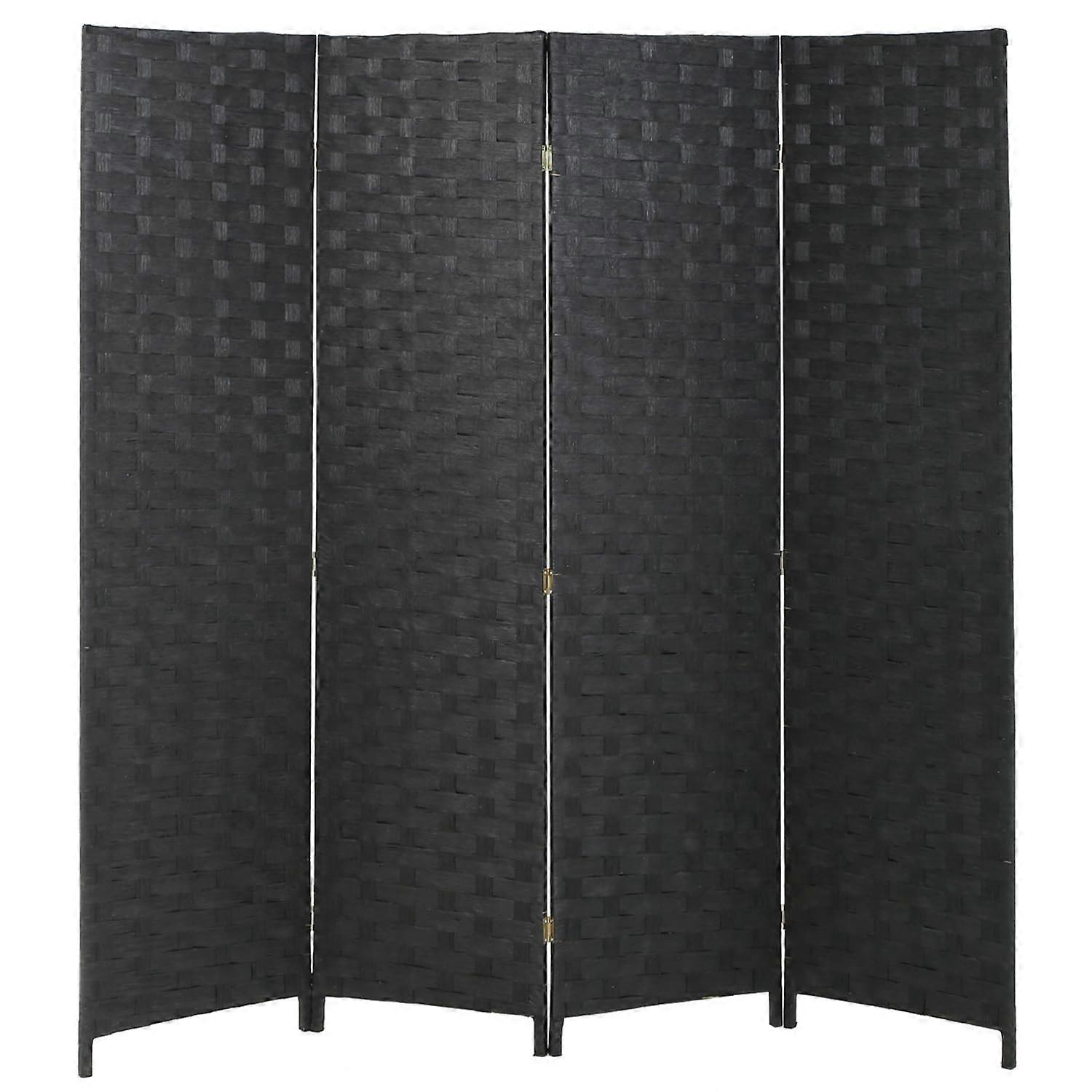 1 Wood Mesh Hand-Woven Room Divider Indoor Folding Partition Screen 6FT 4-Panel
