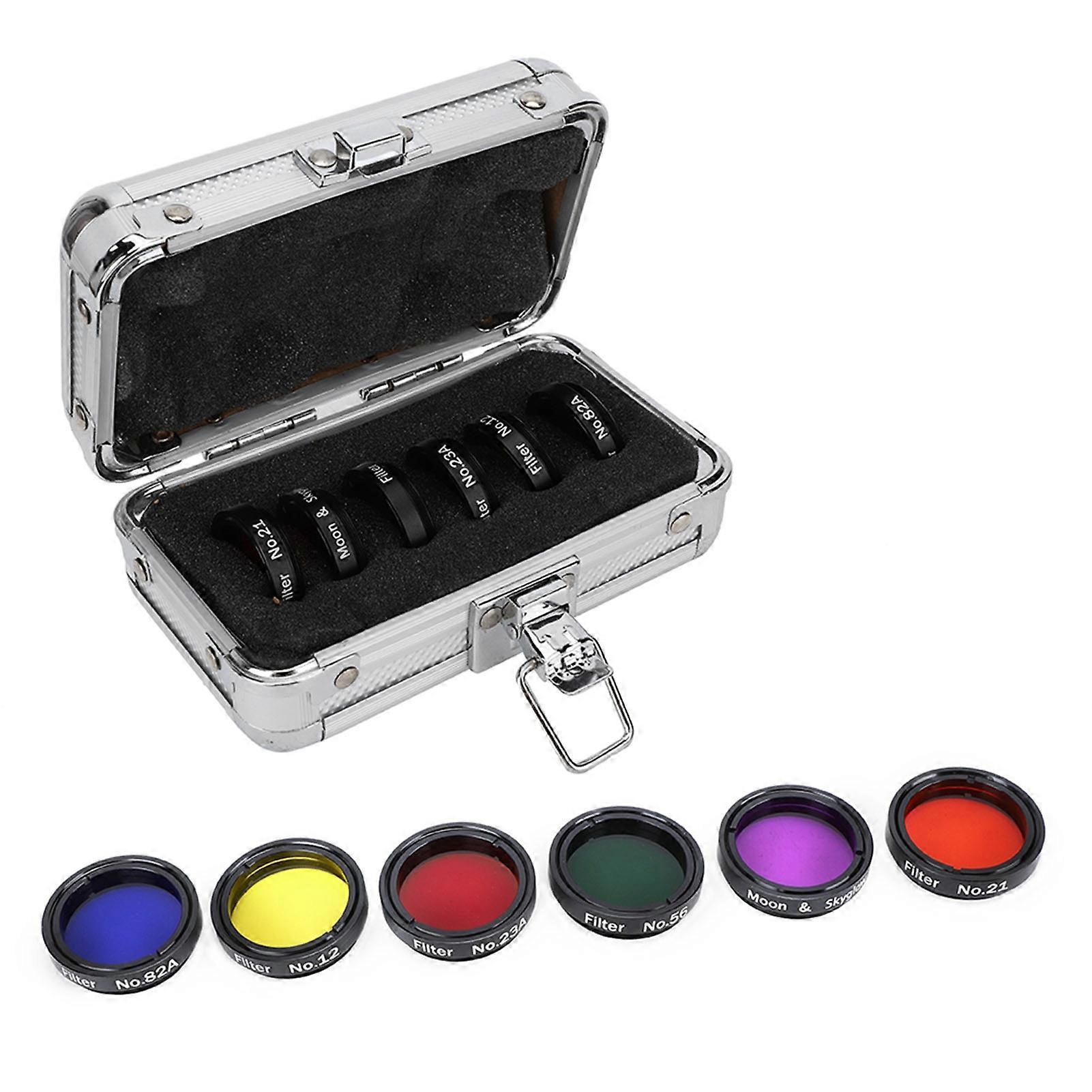 Kit de 6 filtres de télescope colorés de 1,25 pouce avec boîte de rangement pour oculaires de télescopes