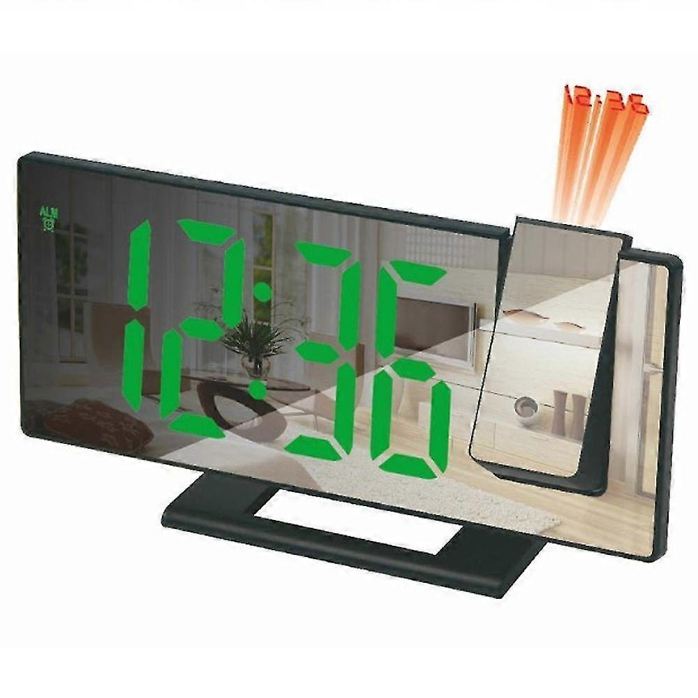 LED Projection Alarm Clock with USB Charging, Snooze Function, Auto Brightness, and Rotatable Display