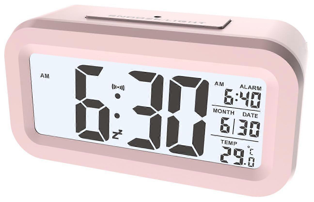 4.5" LCD Digital Alarm Clock with Indoor Temperature, Snooze Function, Brightness Control, Battery Operated for Bedroom Use