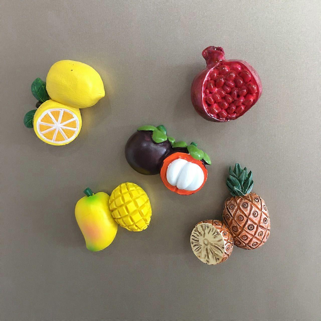 6Pcs Simulation Fruit Magnetic Sticker Fridge Resin Fridge Magnetic Office Notice Message Magnetic Whiteboard