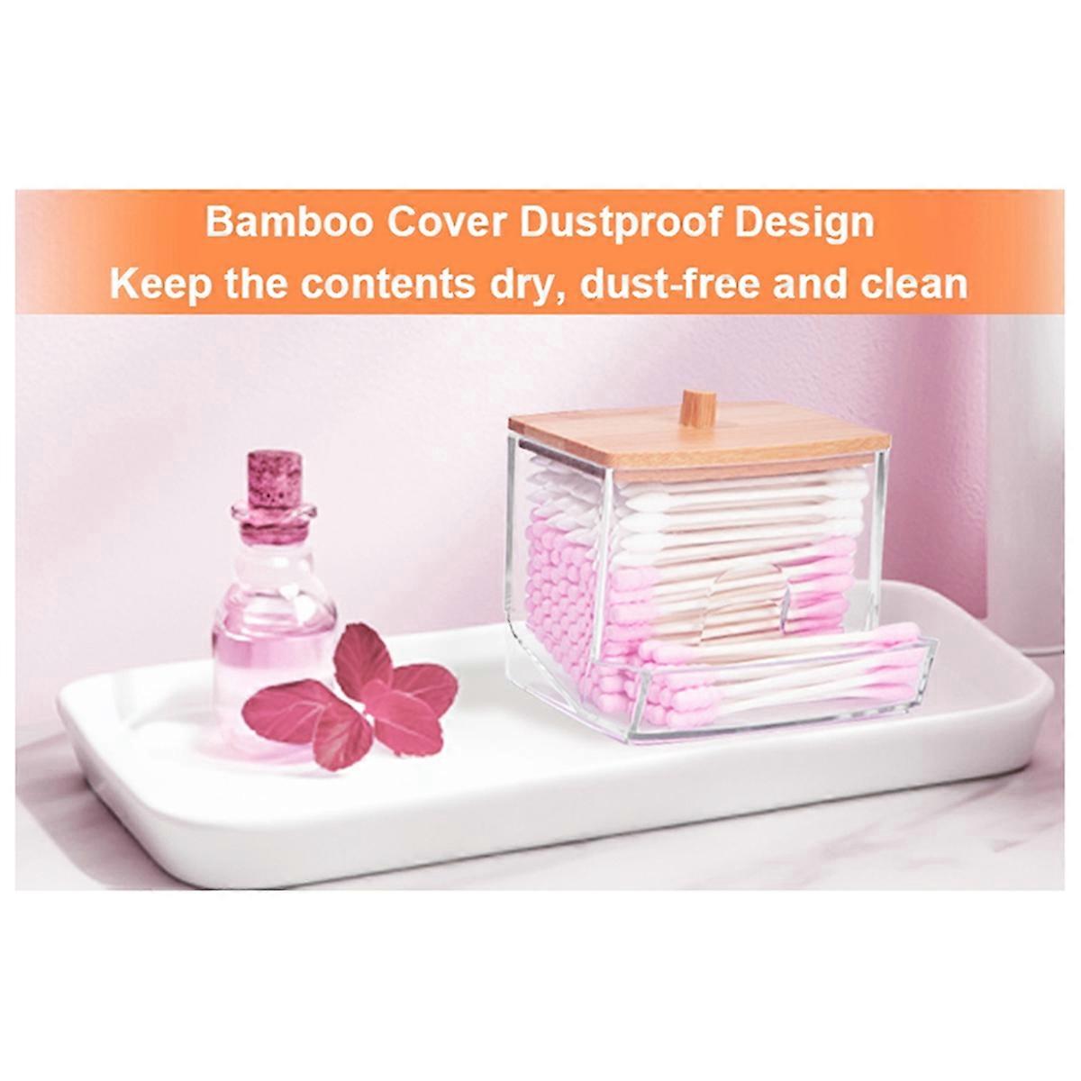 Cotton Swab Holder, Cotton Swab Dispenser, Bathroom Storage Jar Storage Container with Lid