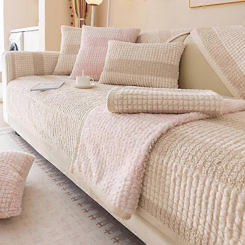 Thicken Soft Plush Grid Sofa Cover for Living Room Nordic Sofa Cushion Non Slip Washable Sofa Towel Backrest Blanket Home Decor