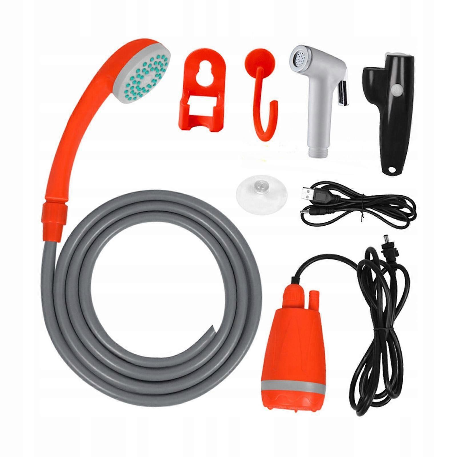 Portable Camping Shower Usb Portable Orange Suction Shower Head With Nozzle
