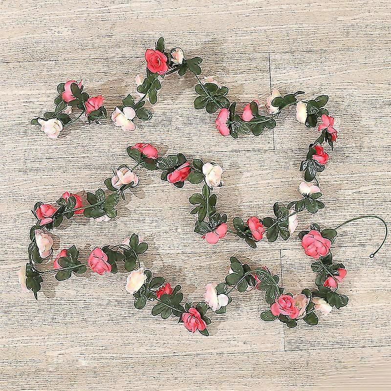 2 stuksartificial Rozen slinger zijde rozen wijnstok faux bloem opknoping slinger met groene bladeren nep bloemstuk