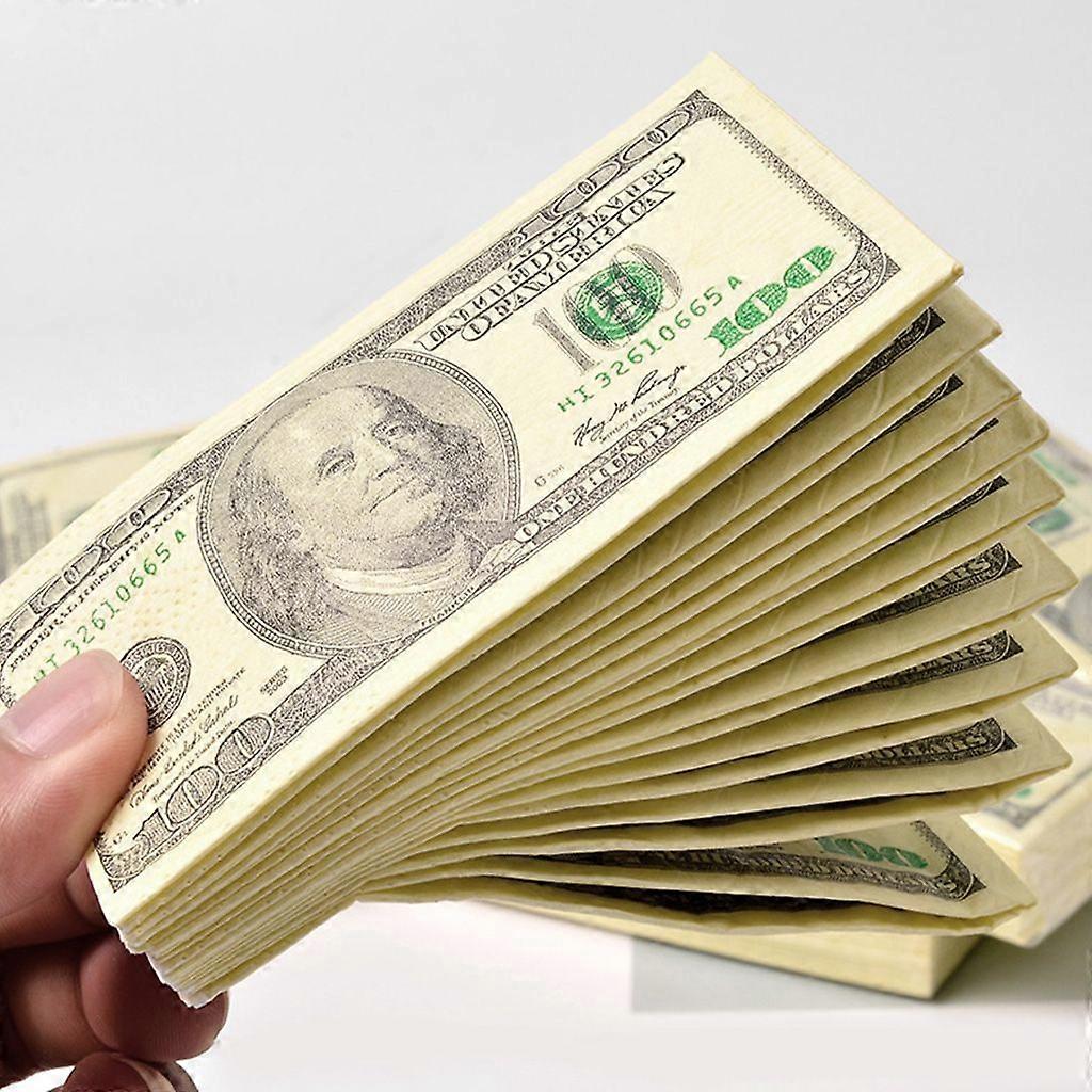 10 أوراق / حزمة مضحك الدولار نمط المناديل الورقية منشفة يمكن التخلص منها ميناء الخشب النقي