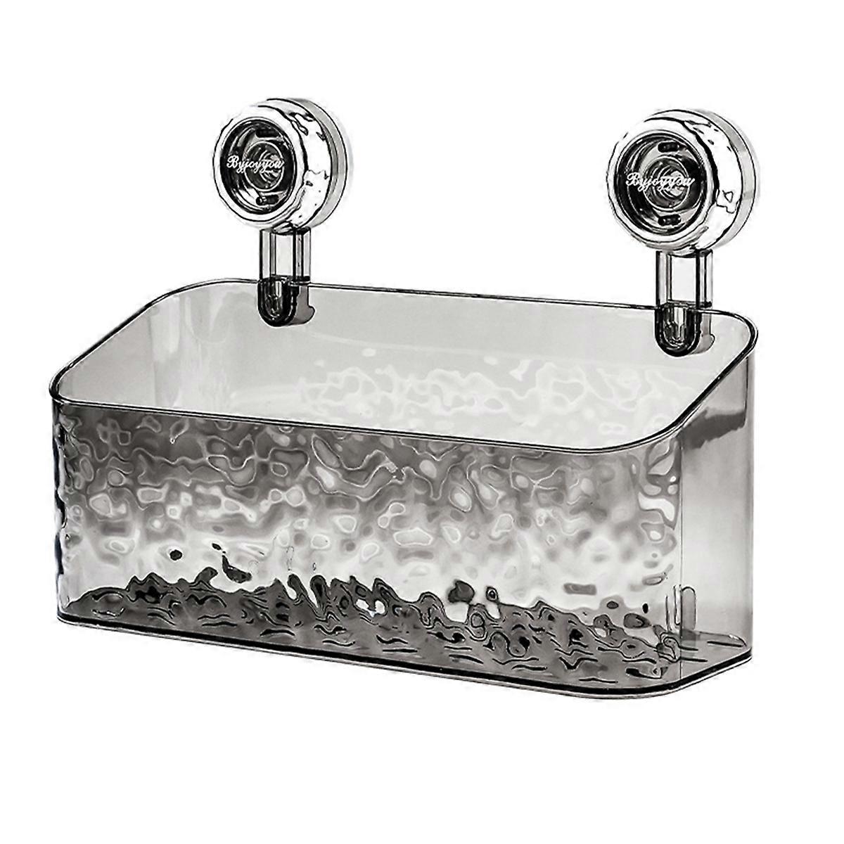 1PC Rotating Suction Cup Storage Rack Storage Box Transparent-Gray,L