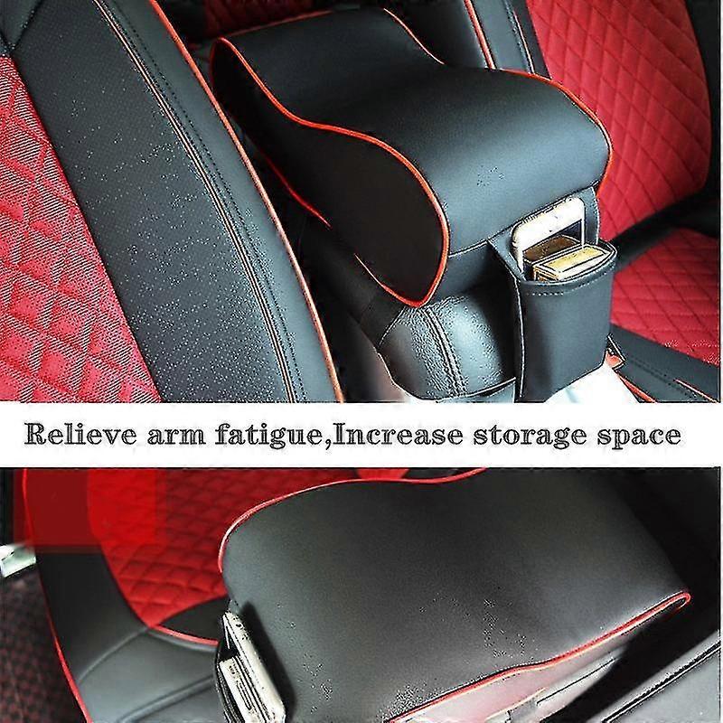 Universal Center Console Armrest Pad Cover – PU Leather Beige (30x21cm)