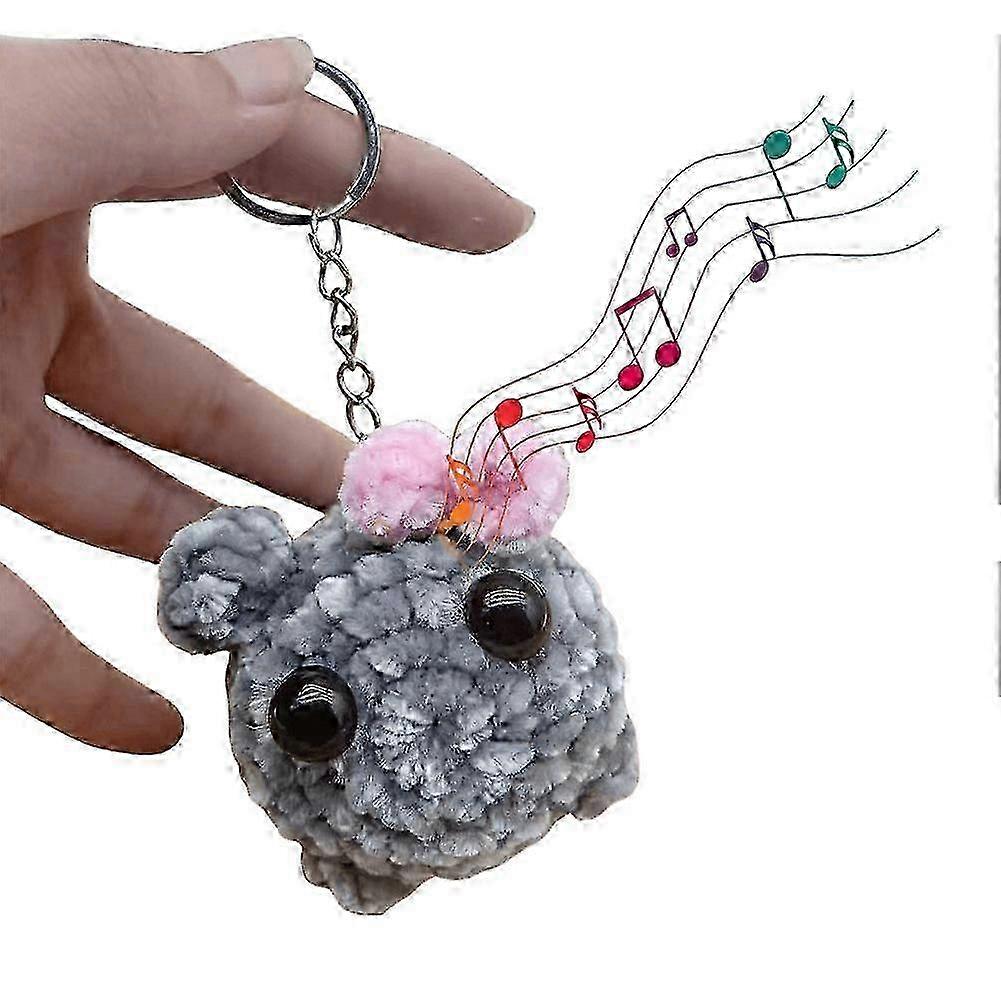 Sad Hamster Keychain Kawaii Sad Hamster Plush Toy Sad Hamster Meme Sound Music Plush Toy for Car Key