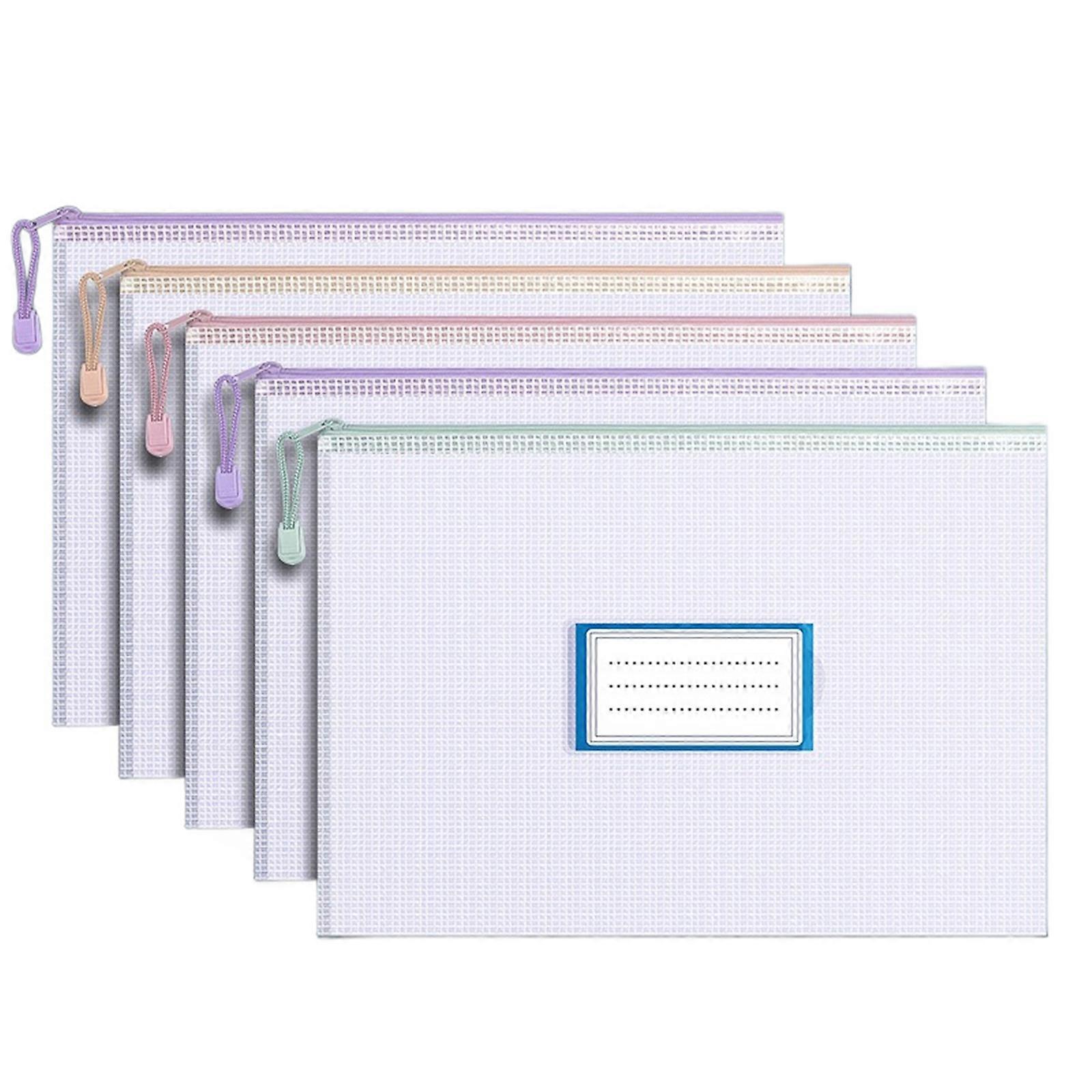 5 Pcs A 4 File Bag Document Bag Clear File Folders File Organiser Document Organizers Mesh Zippers Pouch for School Office