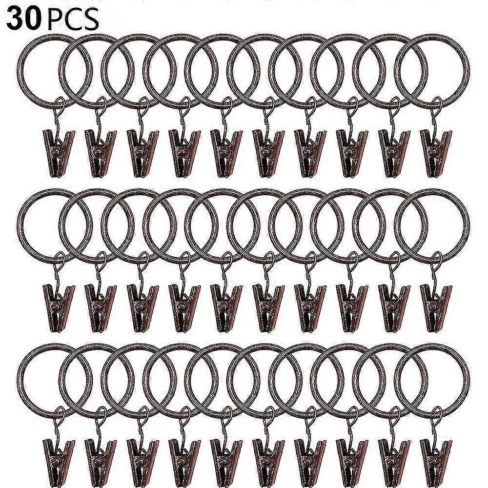 30 Pcs Curtain Rings With Clips,drapery Clips Hooks