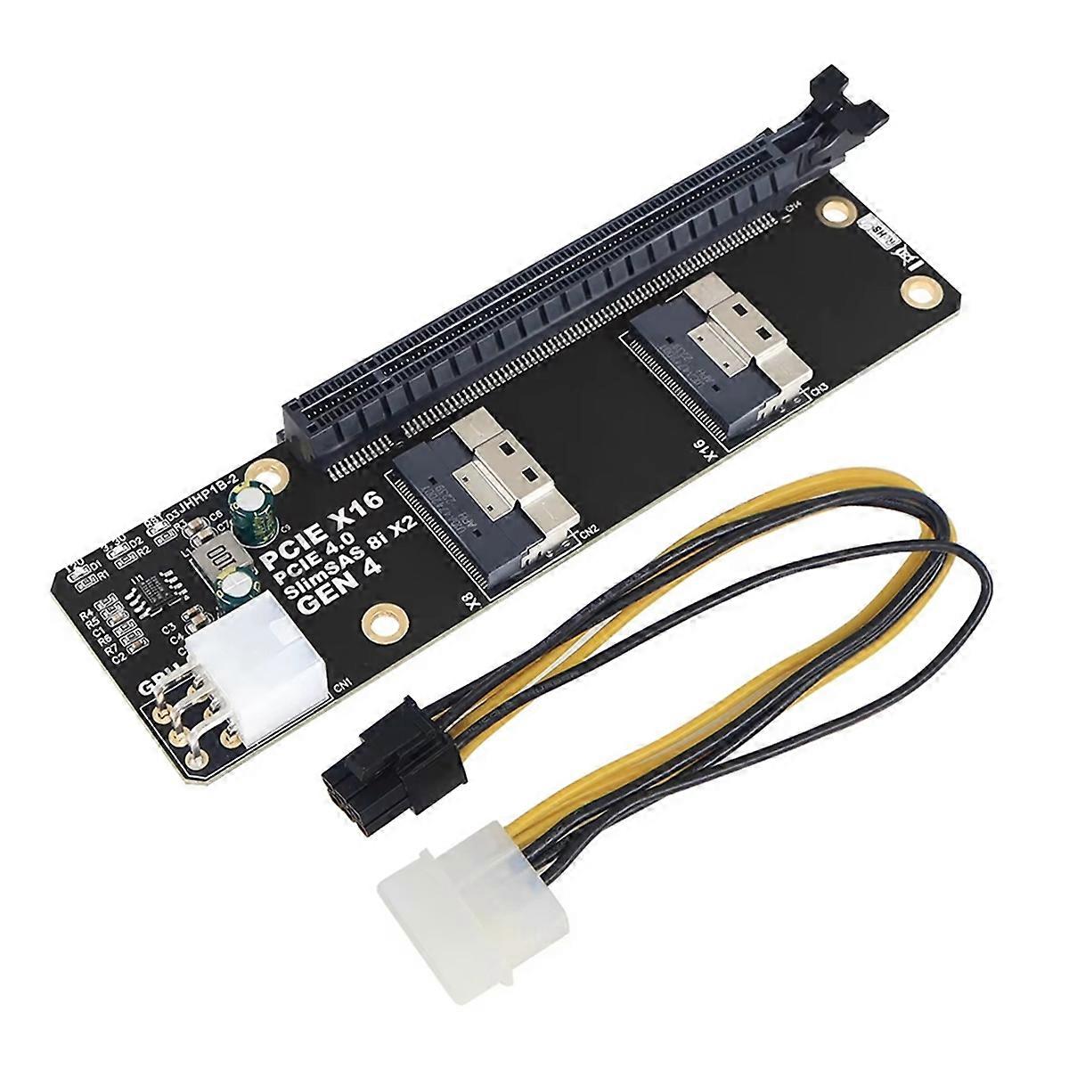 2 Port SlimSAS 8i X2 to PCIe 4.0 X16 Slot Adapter Card SFF8654 Riser