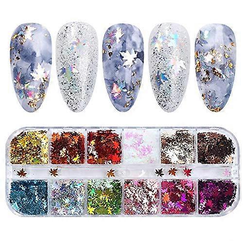 RD51640 Rhinestone 12 Nail Sequ Gold Silver Heart Butterfly Patch Set Ref: 6281