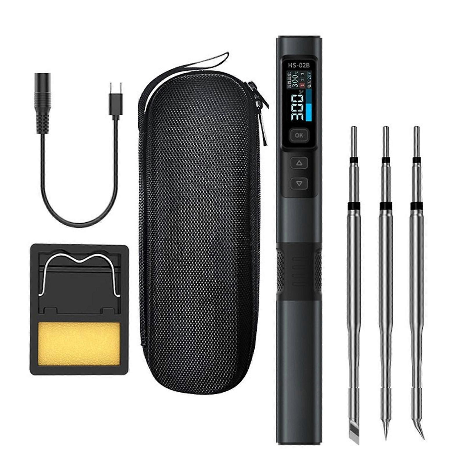 HS-02 Smart Electric Soldering Iron PD100W 0.96" Screen Adjust Constant Temperature Soldering Station Kit