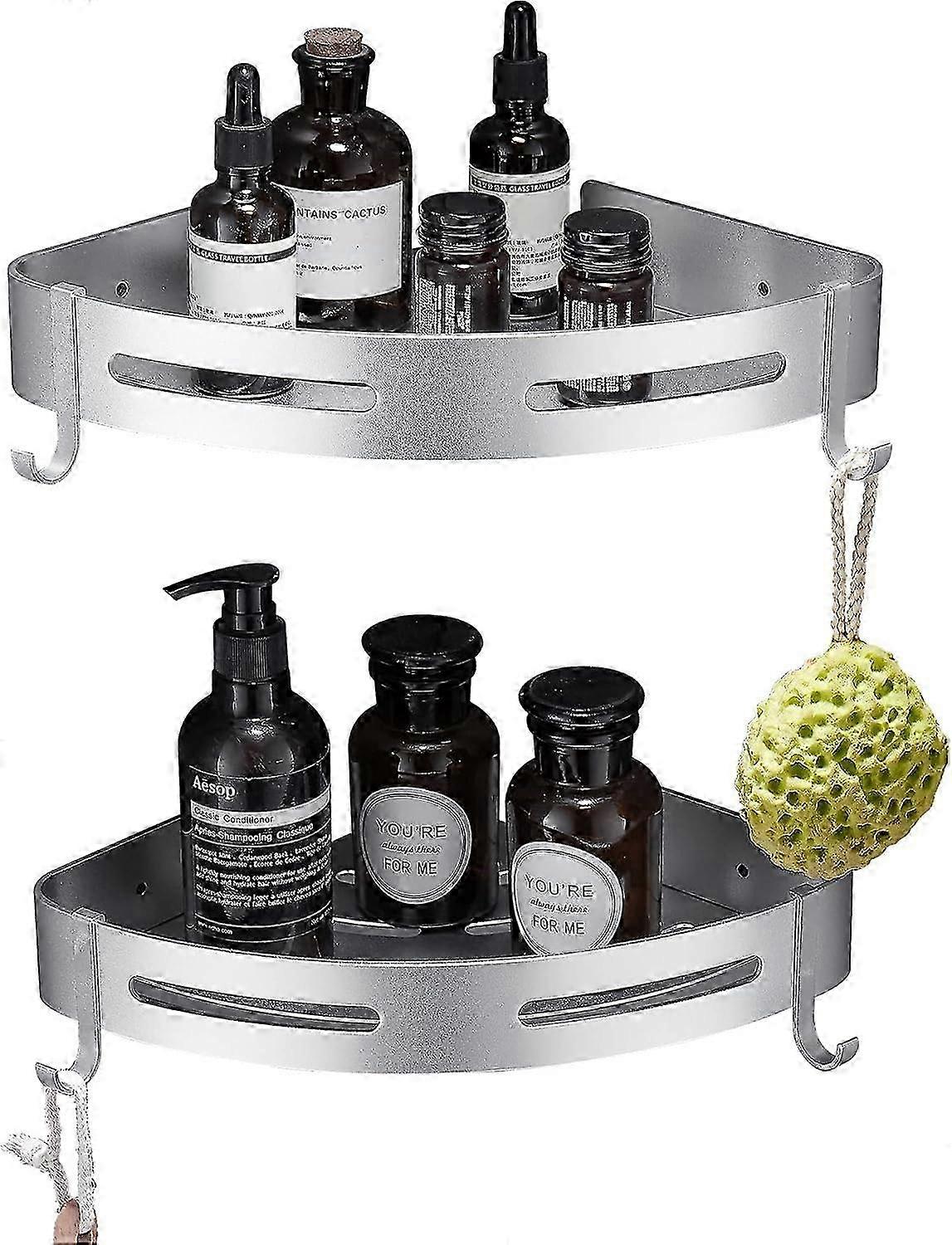 シャワーシェルフドリルなしバスルーム収納シルバートライアングルラック