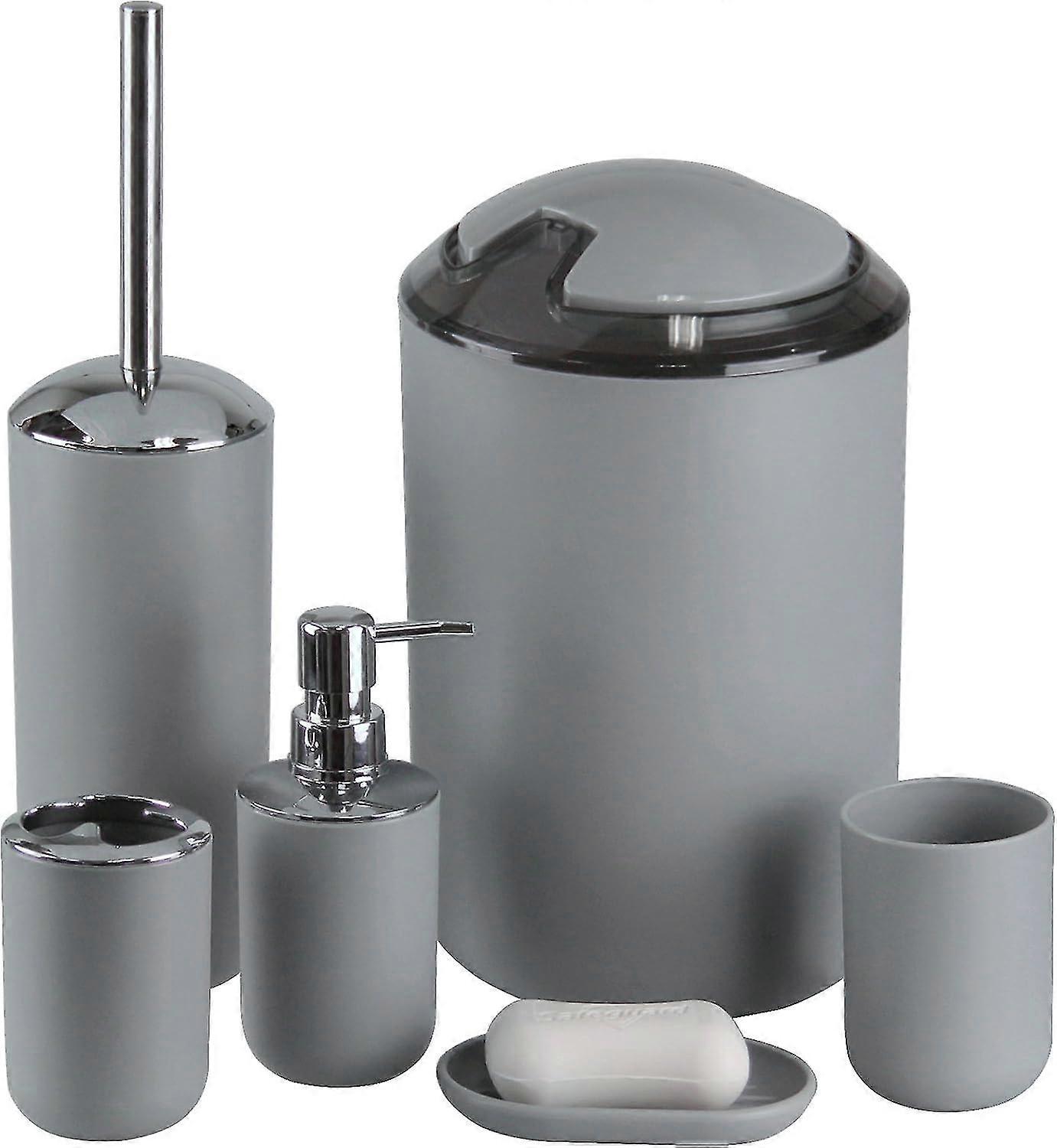 6-Piece Plastic Bathroom Set with Toothbrush Holder, Cup & Soap Dispenser