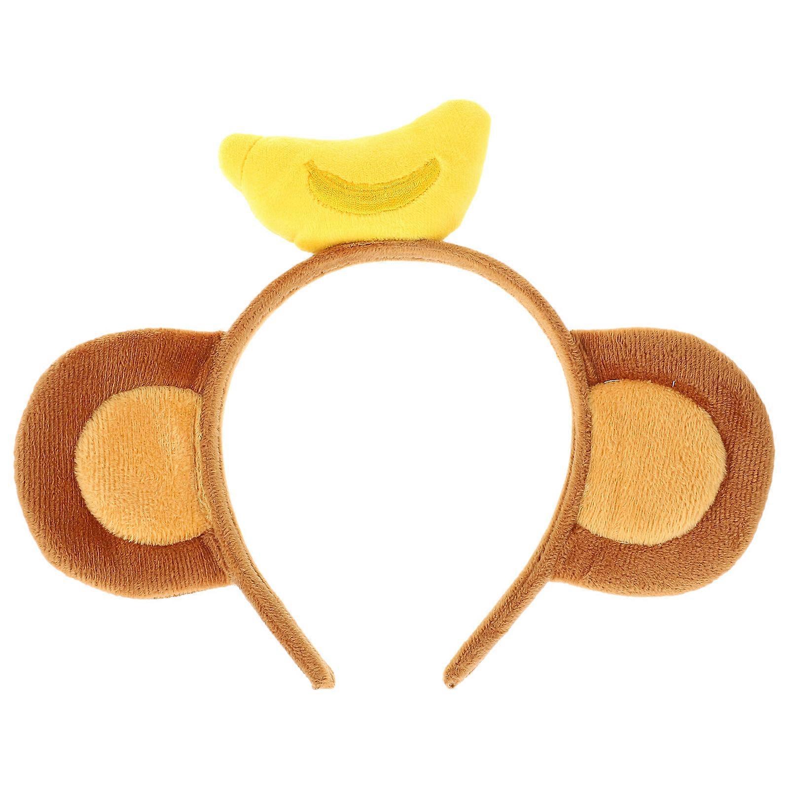 Lightweight Plush Monkey Ears Headband with Banana Top – Comfortable Costume Accessory for Party, Cosplay, Halloween, Carnival