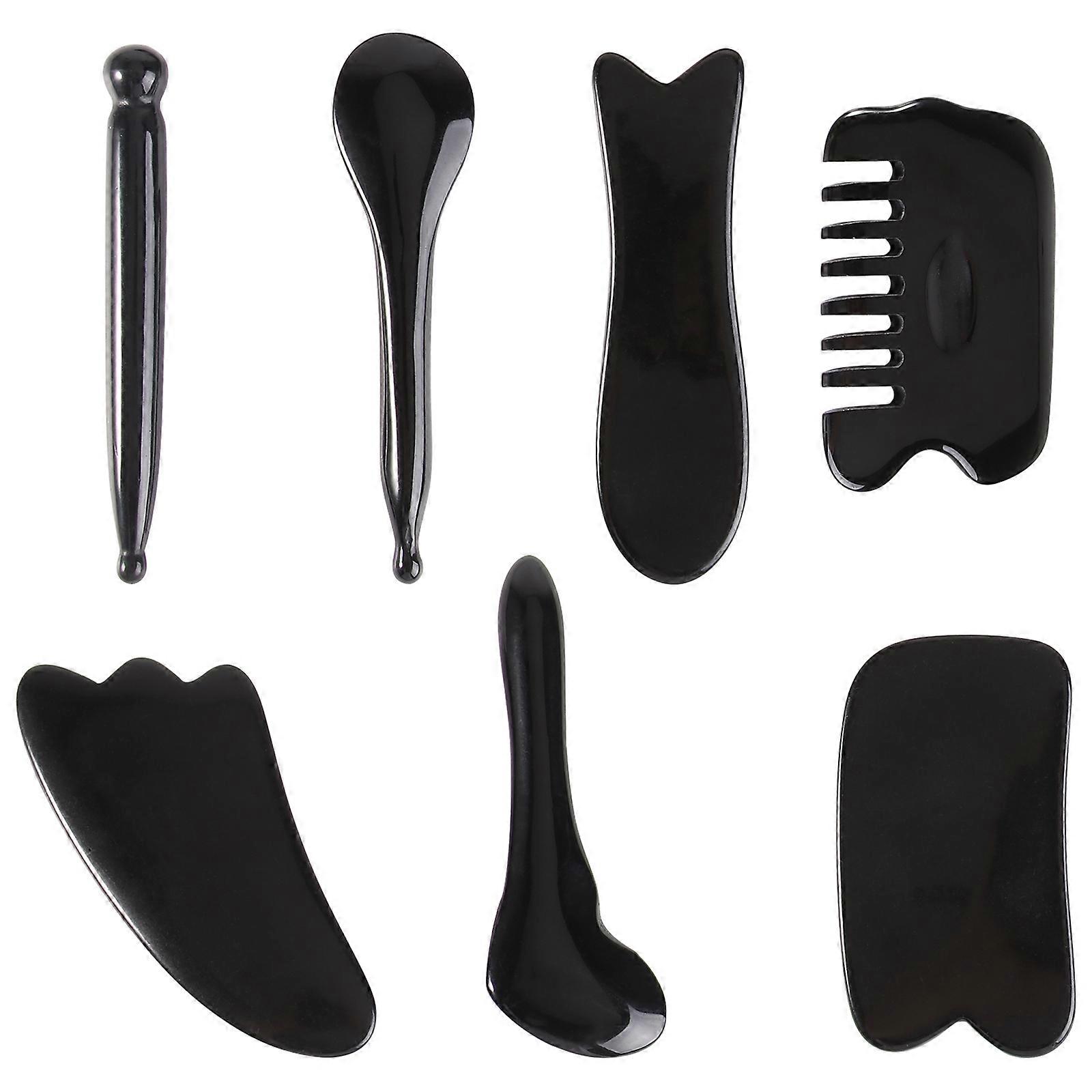 Scraping Board Set for Body and Facial Massage, Black Resin Gua Tool with Compact and Smooth Design for Safe Therapy