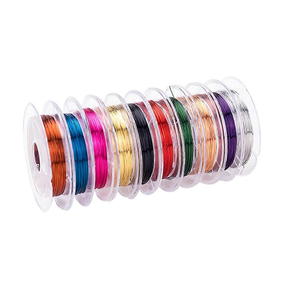 Craft Beading Wire Copper Material Ductible Artists Diy Projects Random Color 0.8mm 3m Each Roll 10Pcs