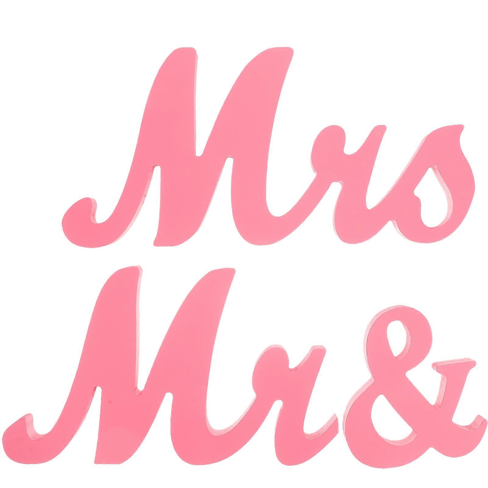 Wedding Table Signs Valentine's Day Wooden Sign Table Ornament Couples Pink 25.6x15.2x0cm Centerpiece 1 Set