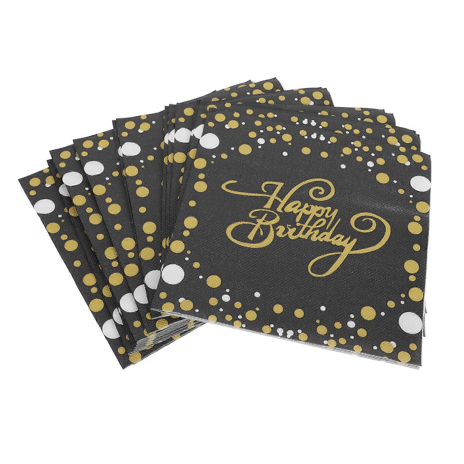 Party Use Napkins Square Shape Birthday Theme for Family Gatherings Black 100Pcs Paper Material