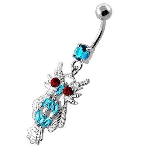 Multi Jewelled Owl Dangling  Belly Ring