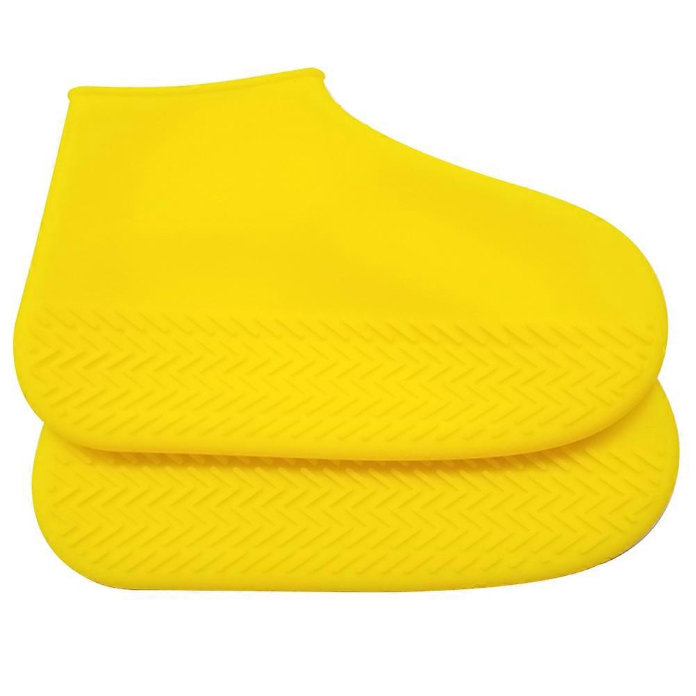 Water Resistant Boots Cover Yellow Silicone Anti Skid for Weeding Size M 1 Pair