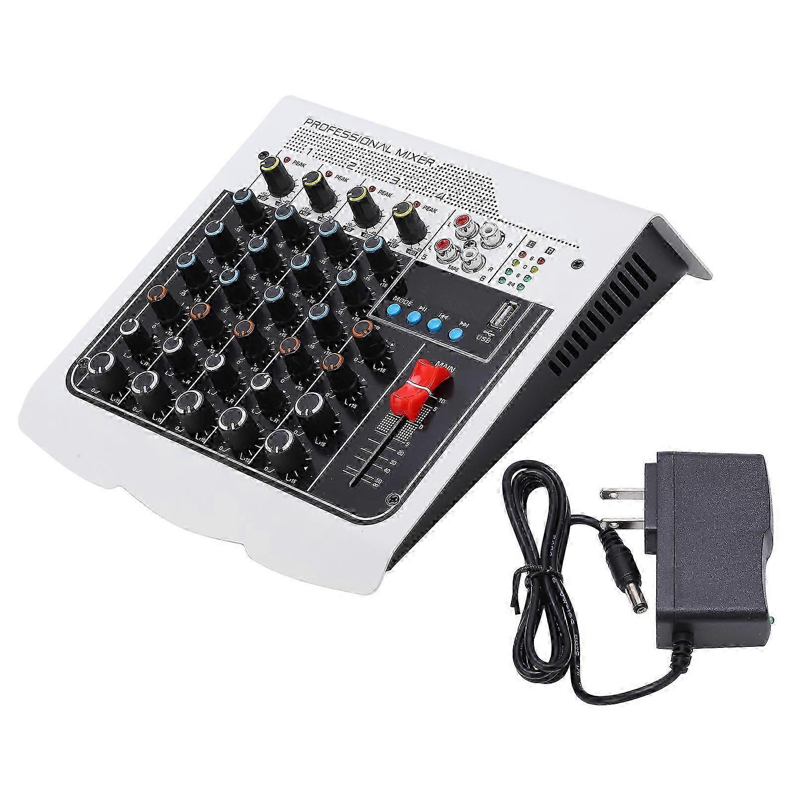 6 Channel Audio Mixer Multiple Interface Sound Mixer Controller LCD Display US Plug AC100?240V
