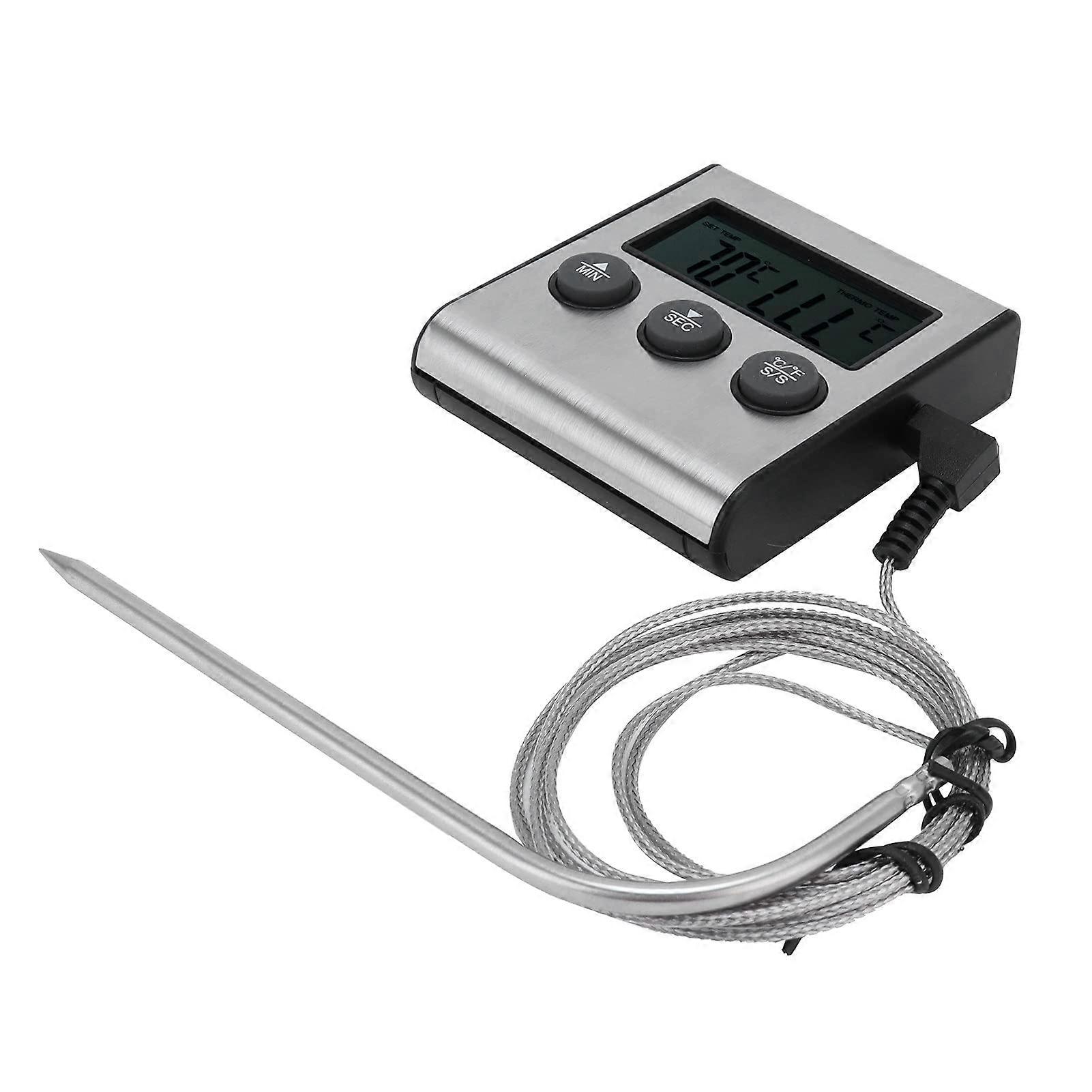 Digital Meat Thermometer with Foldable Probe, Timer, and Alarm for Accurate Food Temperature Measurement in Kitchen