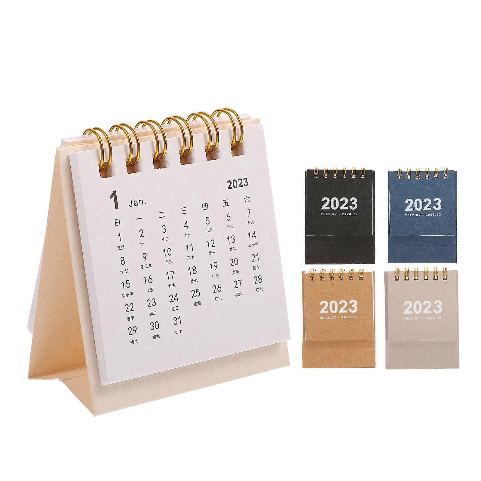 Standing Calendar Mini Simple Desk Calendar Rectangular Shape Home Use Black 5Pcs