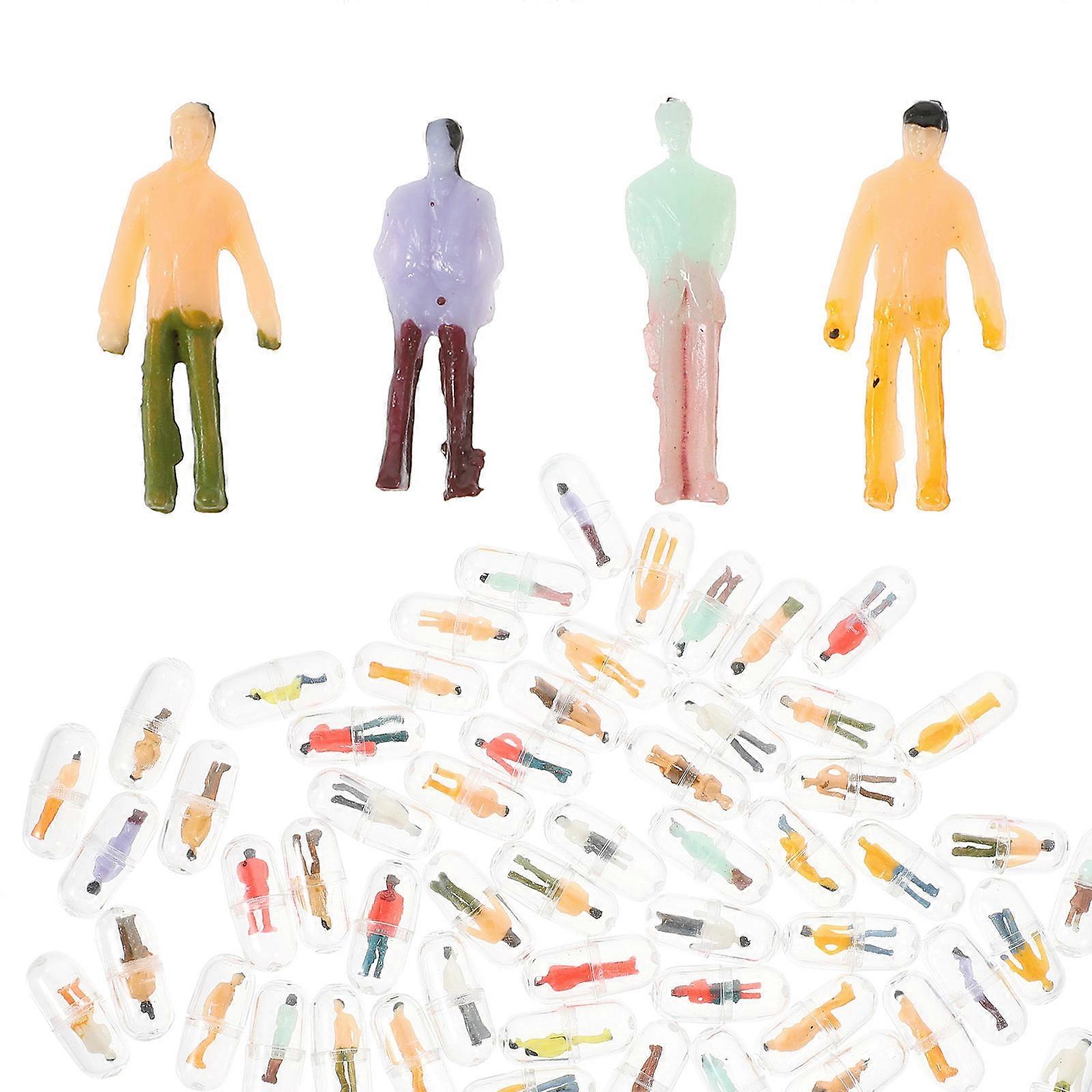 People Figurine Miniature People Figures For Desktop Ornament Assorted Color 2.50X1.00X1.00cm Simple Appearance 100Pcs