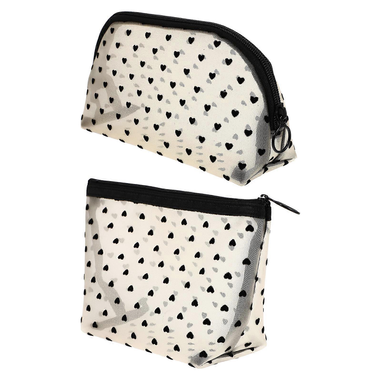 2Pcs White Nylon Makeup Bag for Home with Enough Capacity and Comfortable Touch