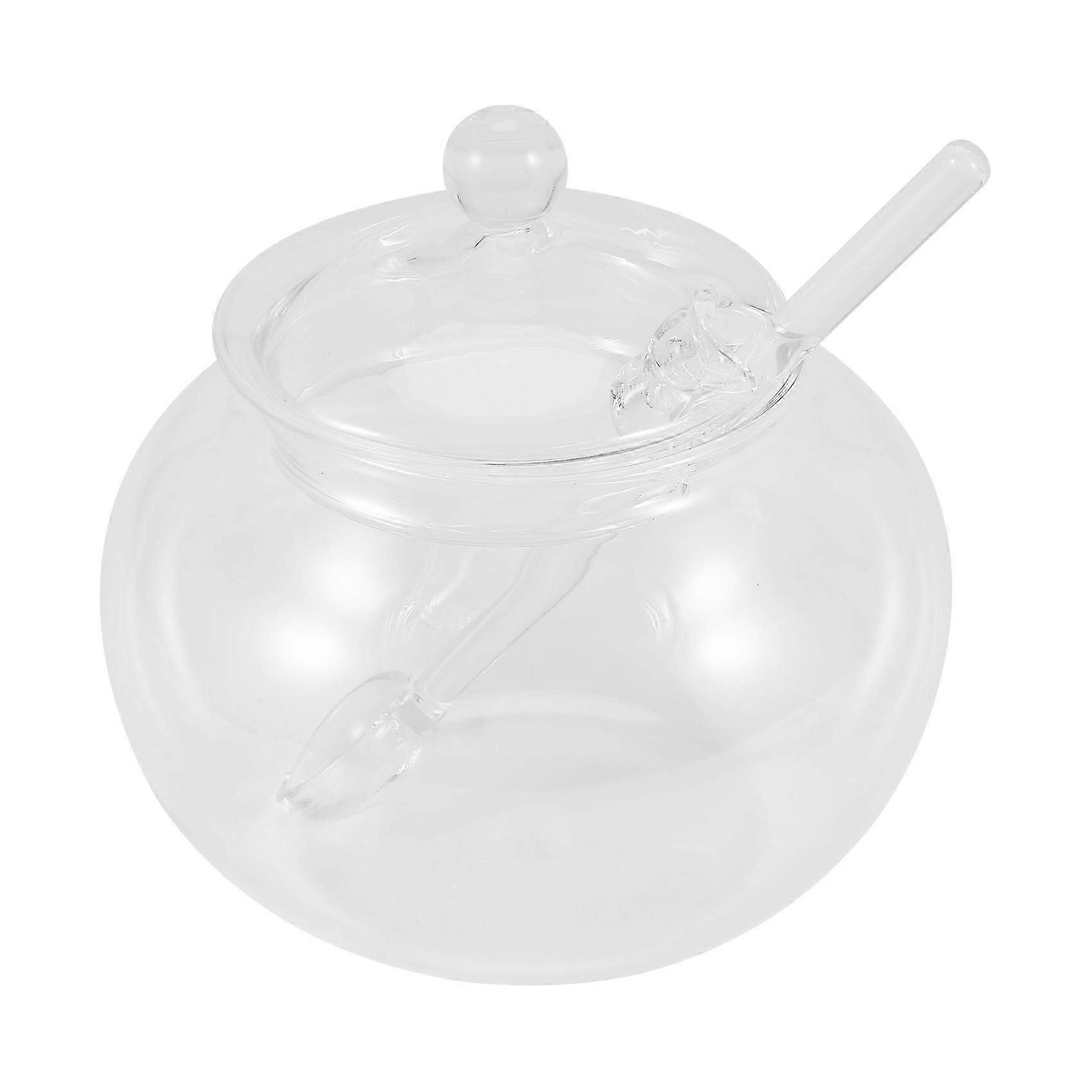 2025 Mais recente modelo de vidro Jar Sugar Cookie Bowl com tampa Colher Transparente Doces