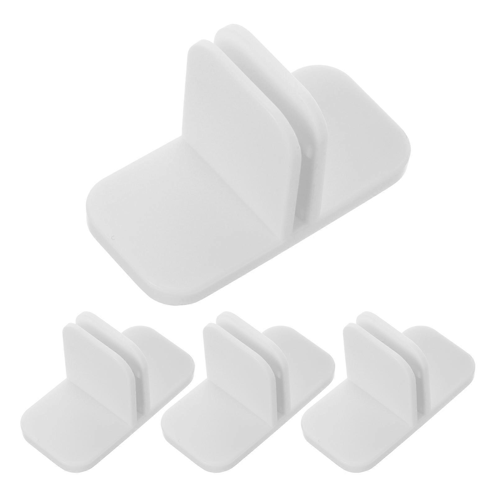White Plastic Drawer Divider Clips Rectangular Shape Storage Space Optimization Kitchen Organizer 4pcs