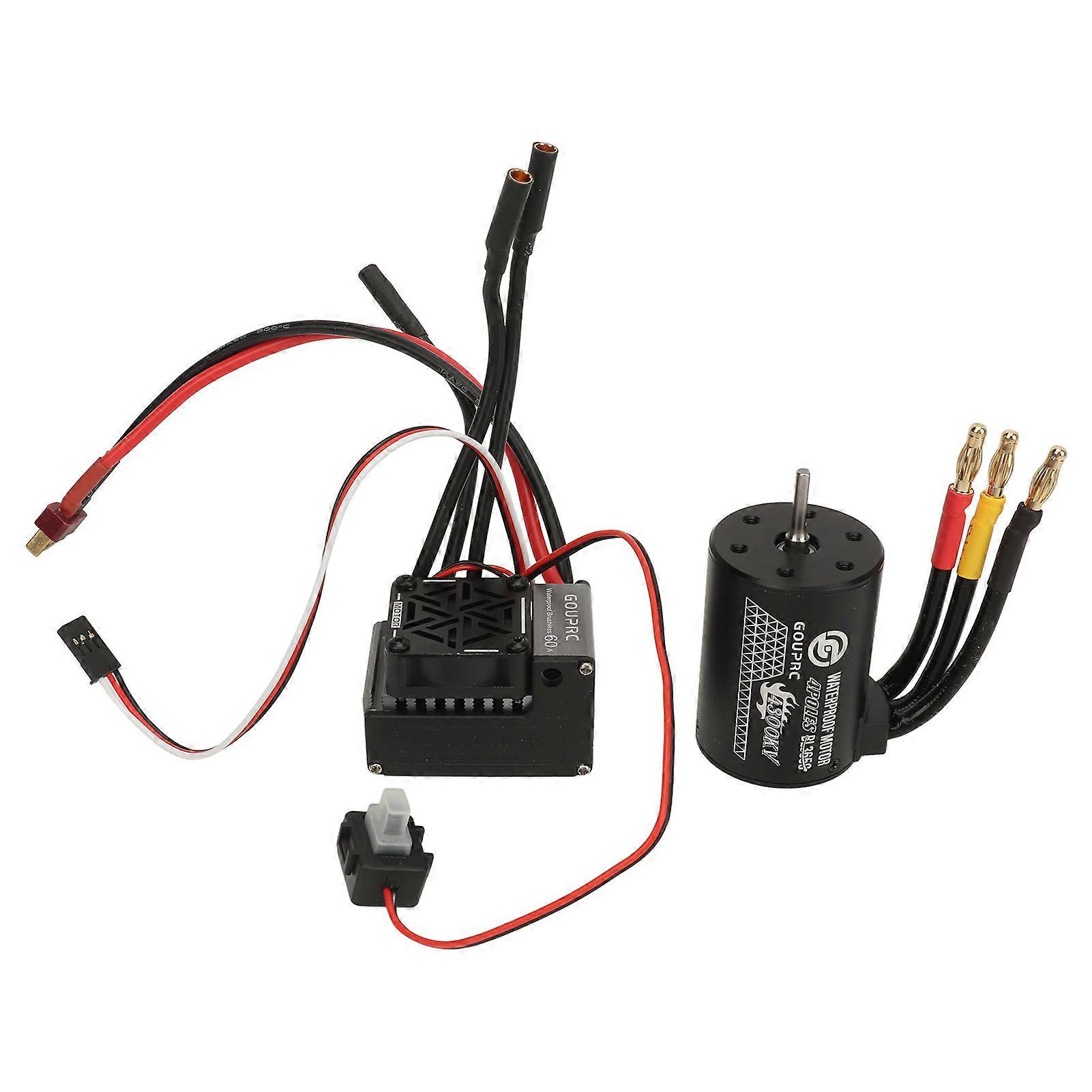3650 Brushless Motor 60A Brushless ESC Electric Speed Controller Combo Set for 1/10 RC Car 4300KV