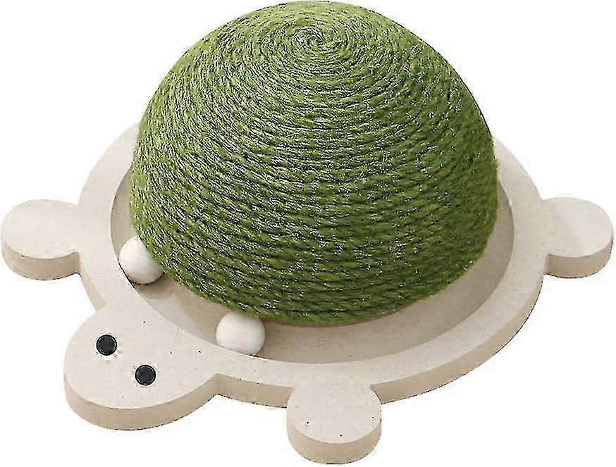 Funny Roller Cat Toy Wooden Track Balls Turntable for Kittens, Turtle Shape with Scratching Pad, Interactive Toys for Cats