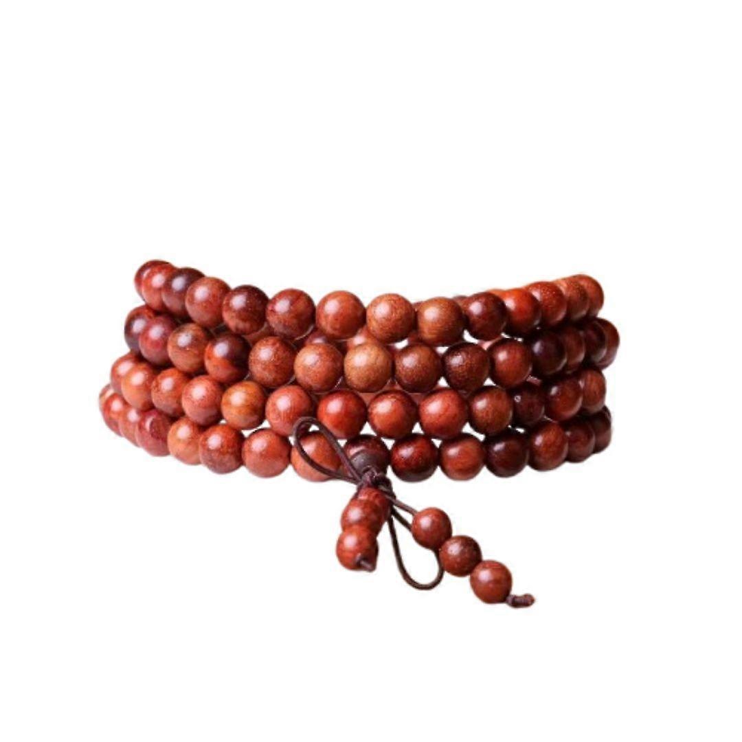 Burmese Rosewood 108 Mala - Exotic Wood Grain Meditation Beads, Durable Yoga Accessory