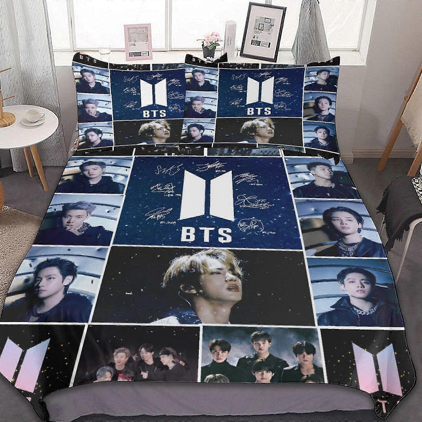 Kpop 3D Printed Lightweight Bedding Sets, 3 Piece Comforter Set with Duvet Cover and Pillow Shams for Kids