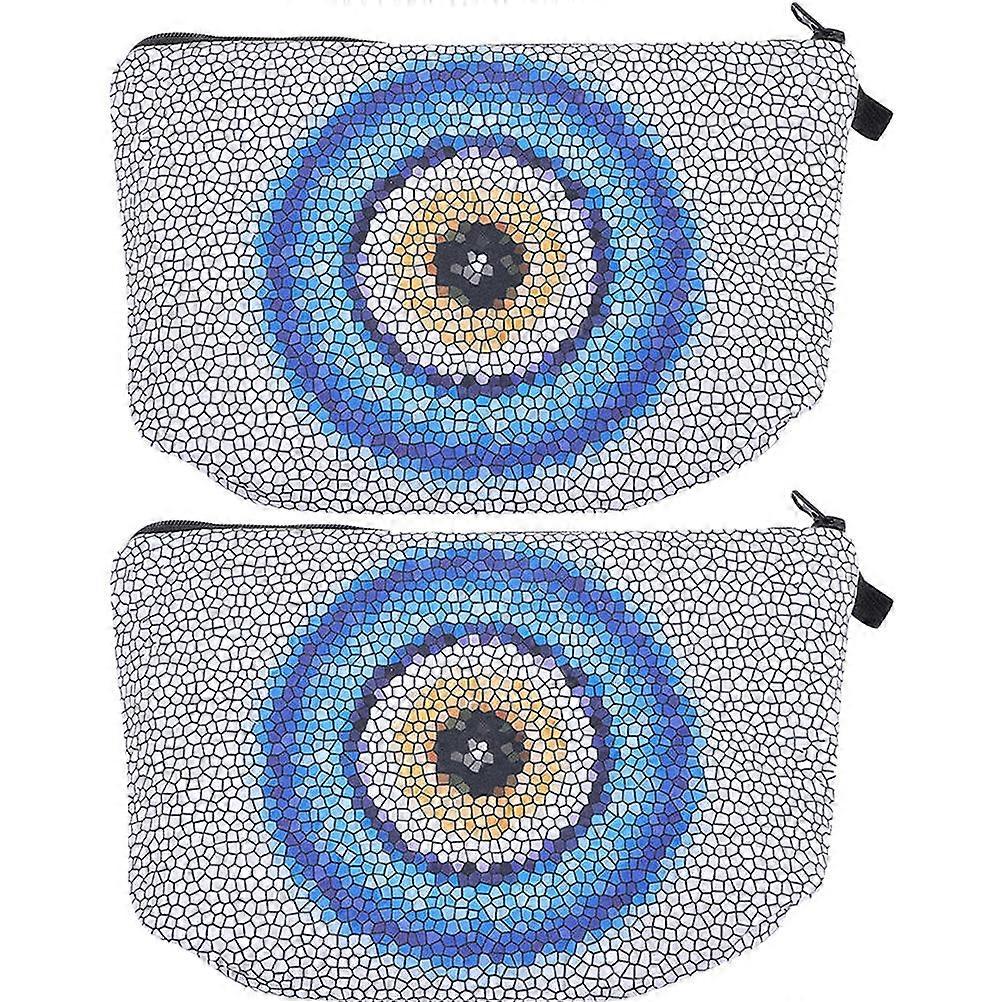 Small Zippered Pouches Makeup Bags Rectangular Key Holding Coin Holding Multi Polyester 2Pcs