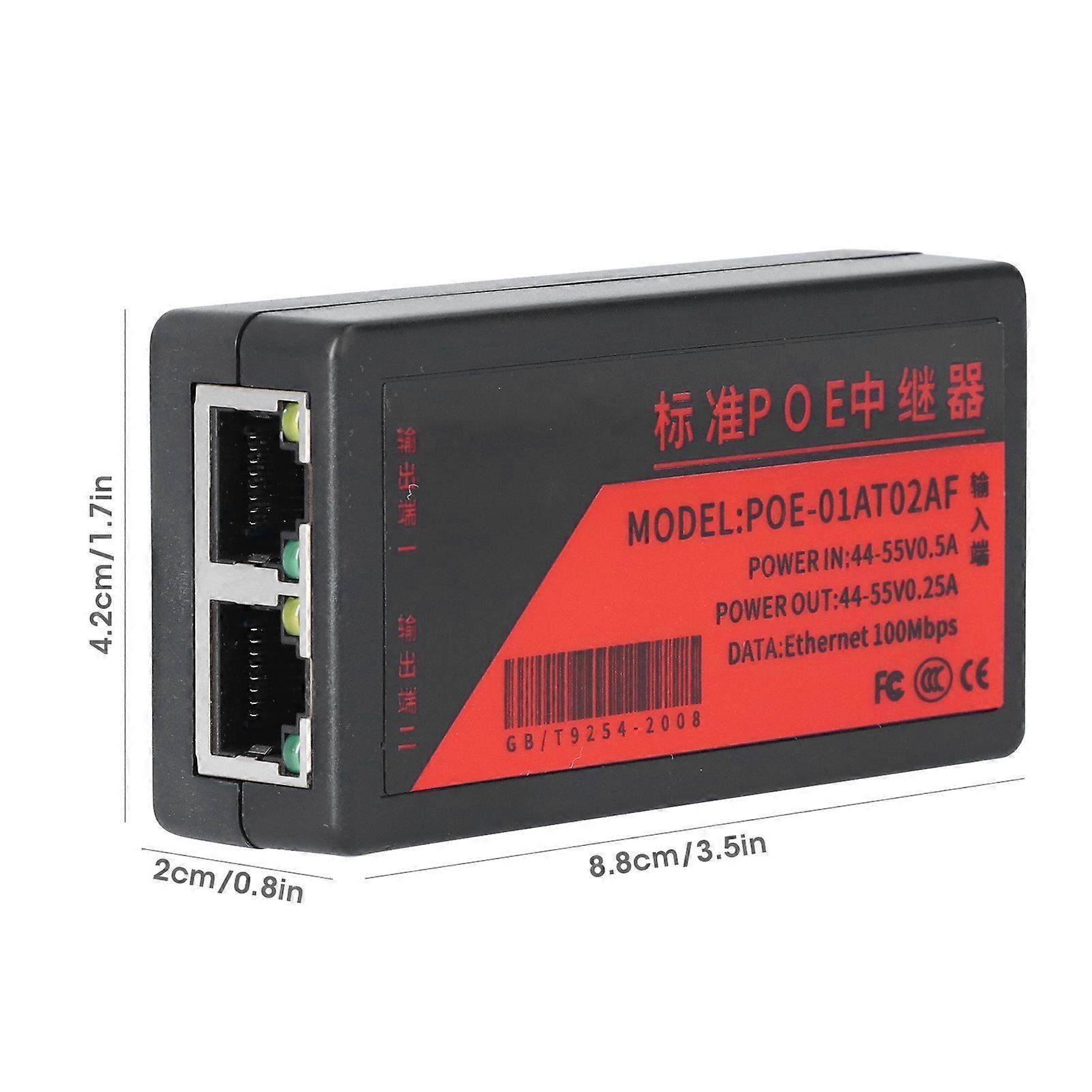POE Repeater Standard Network Extender 100Mbps Camera Adapter Splitter 8.8x4.2x2cm