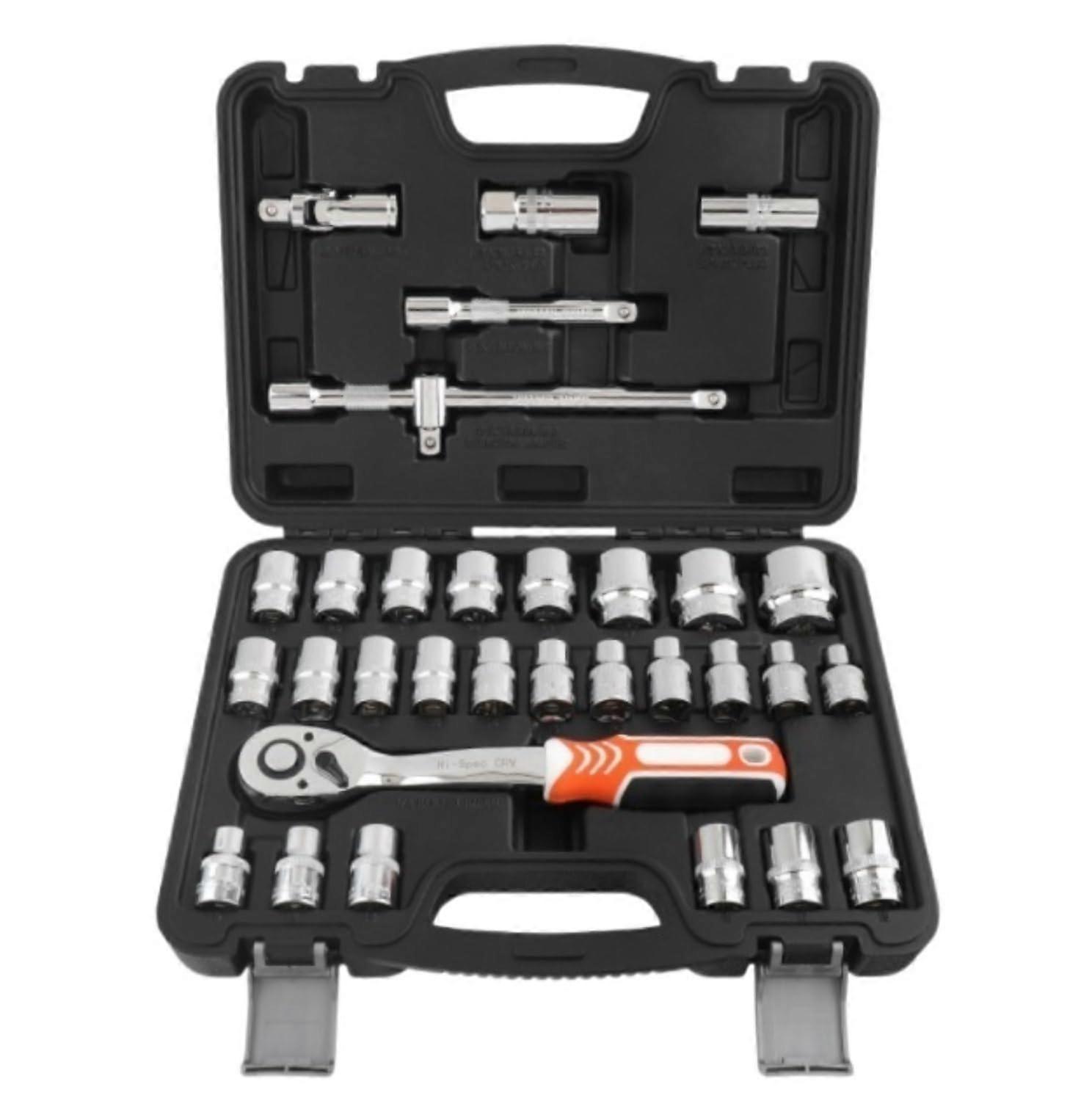 Toolbox, tool set, 32piece socket wrench set, household , automotive hand tool set with plastic toolbox, home tool sets