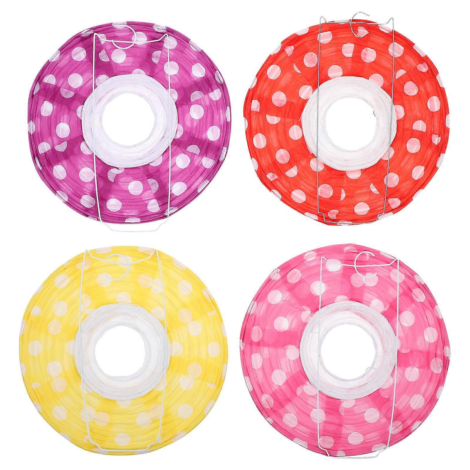 Multicolor Mushroom Paper Lanterns Wedding Celebration Iron Material 7.9×7.9×7.3in 4Set